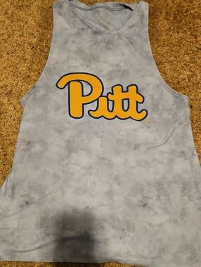 Pitt Script Logo Tie-Dye Tank Top - Grey & Gold